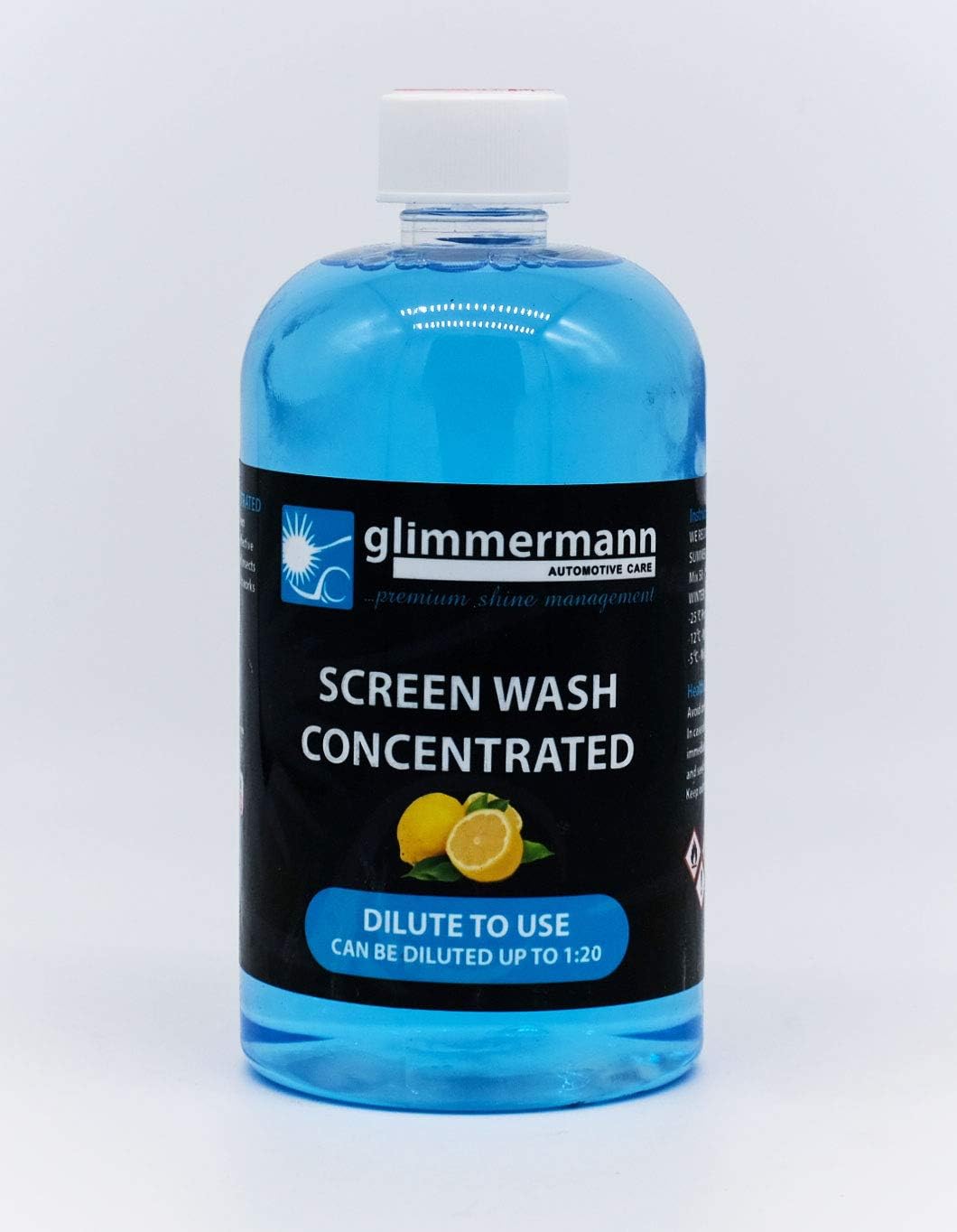 Glimmermann Extreme Winter Washer Fluid Screen Wash Concentrate 500ml Lemon Fragrance Effective to 10oC