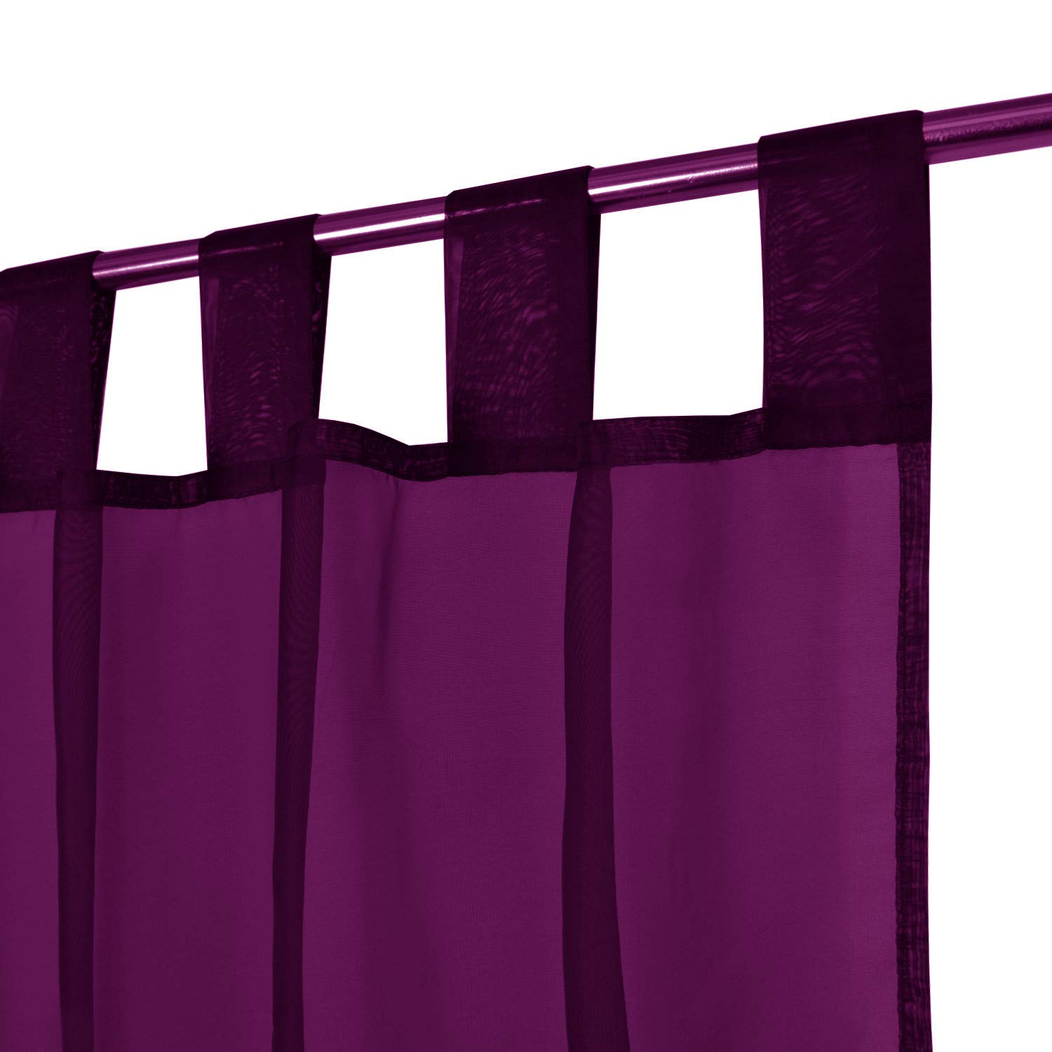 Megachest lucy Woven Voile Tab Top Curtain 2 Panels with ties (28 colors) (eggplant, 56" wideX54 drop(W142cmXH137cm))
