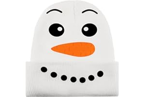 Cutecrop Christmas Snowman Hat Beanie Hats Winter White Warm Knitted Cuffed Christmas Theme Cap Unisex Beanie Xmas Gifts