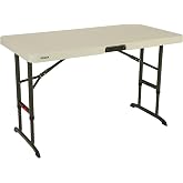 LIFETIME 4-Foot Height Adjustable Folding Table, Almond