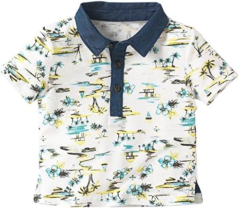 Soda Park Boys White Polo Shirt Hawaiian Shirt Island,4/5 Years