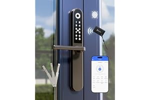 BLUSAFE Deadbolt Smart Door Lock Fingerprint Door Lock with Keypad，Smart Lock for Front Door Children Proof IC Card,40–90mm Multipoint Locks (Not Suitable Point Mortise Lock)（Apollo Black）