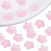 Juimtien 100Pcs Cherry Blossom Glass Flower Beads Translucent Gradient Colorful Floral Beads Mini Flower Charm for DIY Jewelry Making