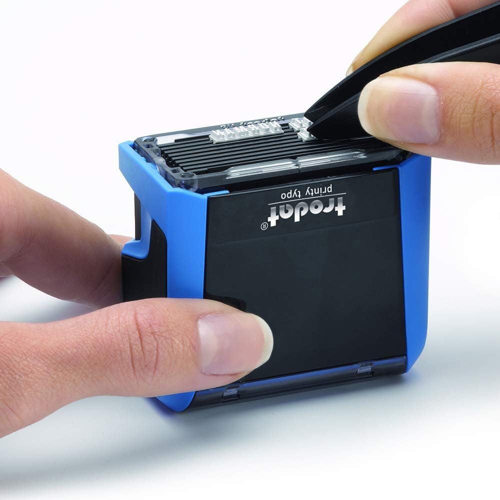 Trodat Printy 4912 Typo - Self-inking Stamp for Typesetting Text 4 Lines, Black, 47 x 18 mm, Blue, Medium - Image 4