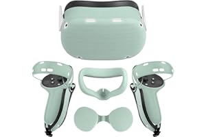 Relohas Accessories for Oculus Quest 2, Touch Controller Grip Cover, Front Face Protector Cover, Silicone Face Cover with Len