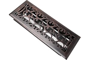 SANYCASA Floor Register 4x12 Inches Heavy Duty Walkable Steel Floor Registers Adjustable Airflow Floor Vent Covers - Oil Rubbed Bronze Finish - Savannah Design - Air Vents Floor to Allow Walk