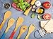 Colorful Bamboo Cooking Utensils - Wooden Serving Set | 5 Piece Utensil Set | Non Stick Wood Spoon & Spatula Gadgets For Kitchen | Cute Gift For Chefs