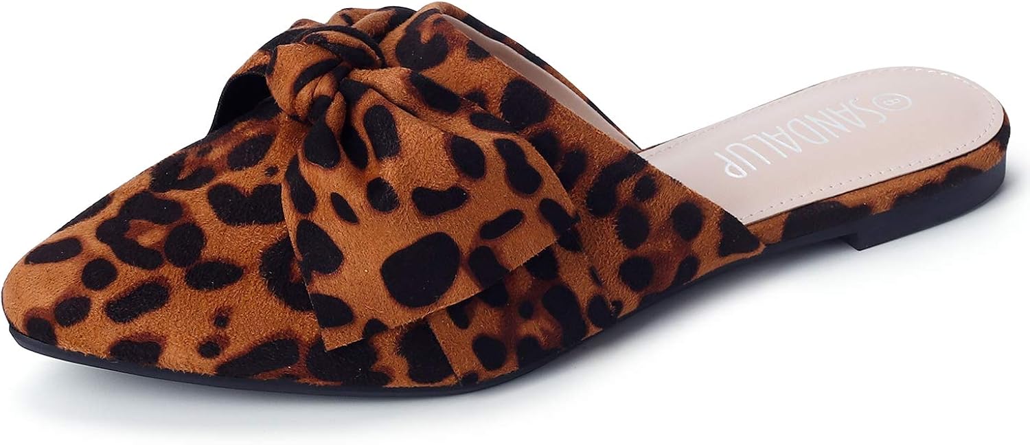 SANDALUP Mules Women Shoes w Pointed Toe and Elegant Bowknot