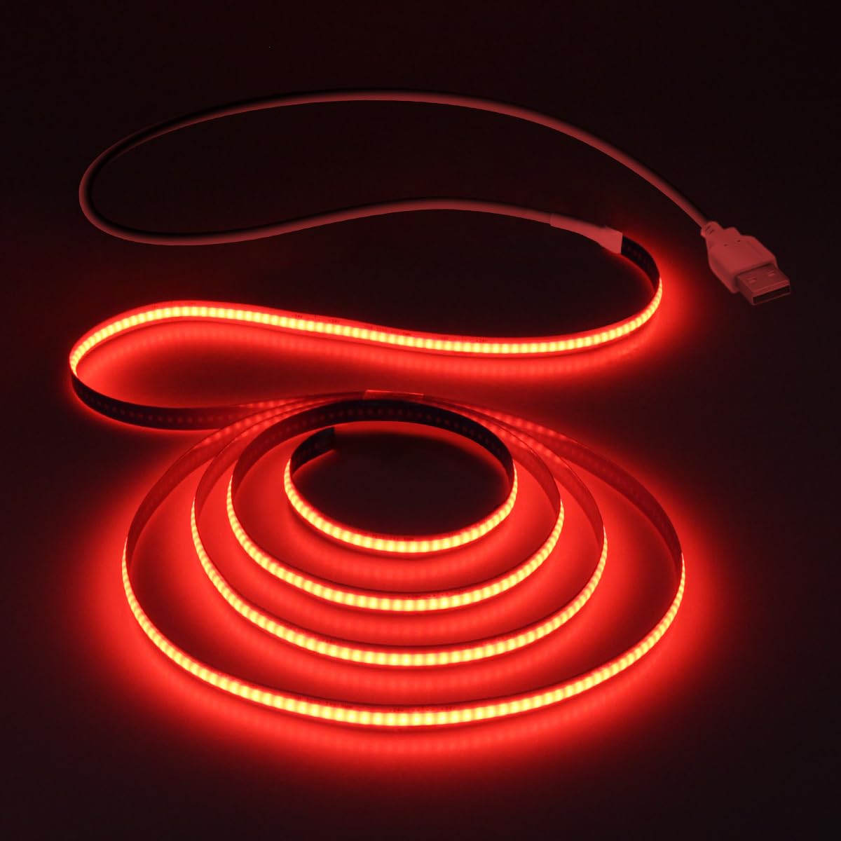 Aclorol COB LED Strip Light 5V USB Powered COB Led Light Red 3.28FT 320Leds CRI85+ Flexible Led Light Strip 1M for TV Wall Secretaire Cabinet Bed Lighting and Other DIY Lighting — image 1