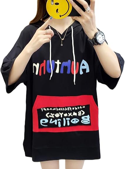 Amazon Bestmood 半袖 Tシャツ レディース ゆったり 韓国 パーカー フード付き ファッション トレーナー おしゃれ 原宿系 トップス 可愛い 大きいサイズ 夏 トレーナー パーカー 通販