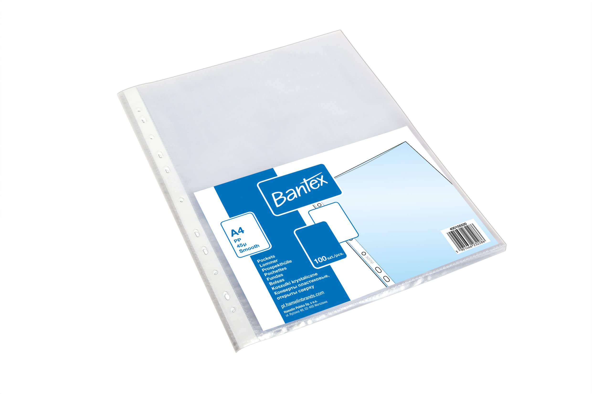 A4 Bantex Transparent Polypropylene Film 45µ Document Wallets (Pack of 100)