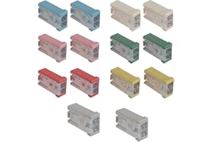 Ypoyney 14PCS Mini Slotted Automotive MCASE Shaped Cartridge Fuse Kit, 15A 20A 25A 30A 40A 50A 60A Micro Car Slotted Fuses As
