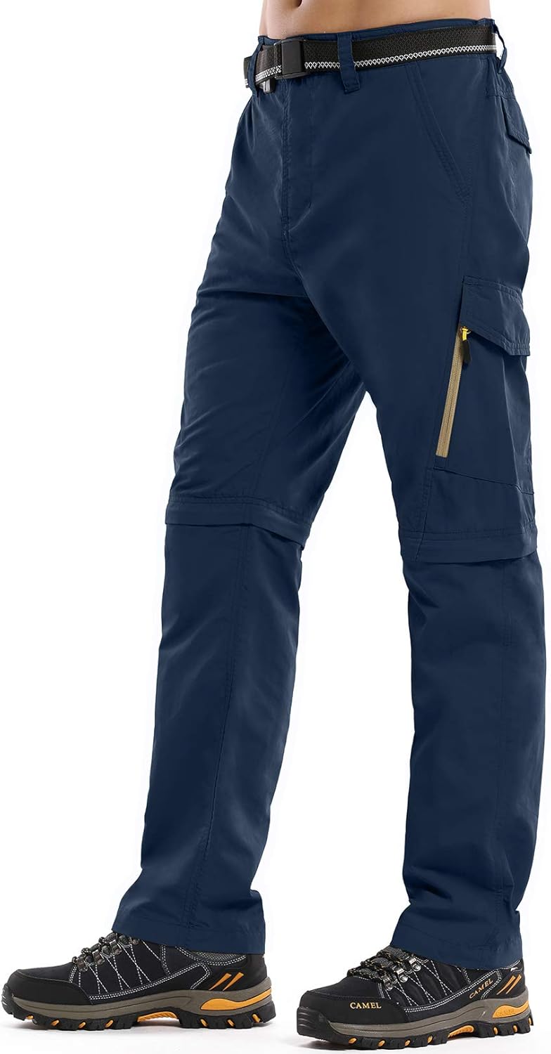 Mens Hiking Fishing Pants, Lightweight Quick Dry Zip Off