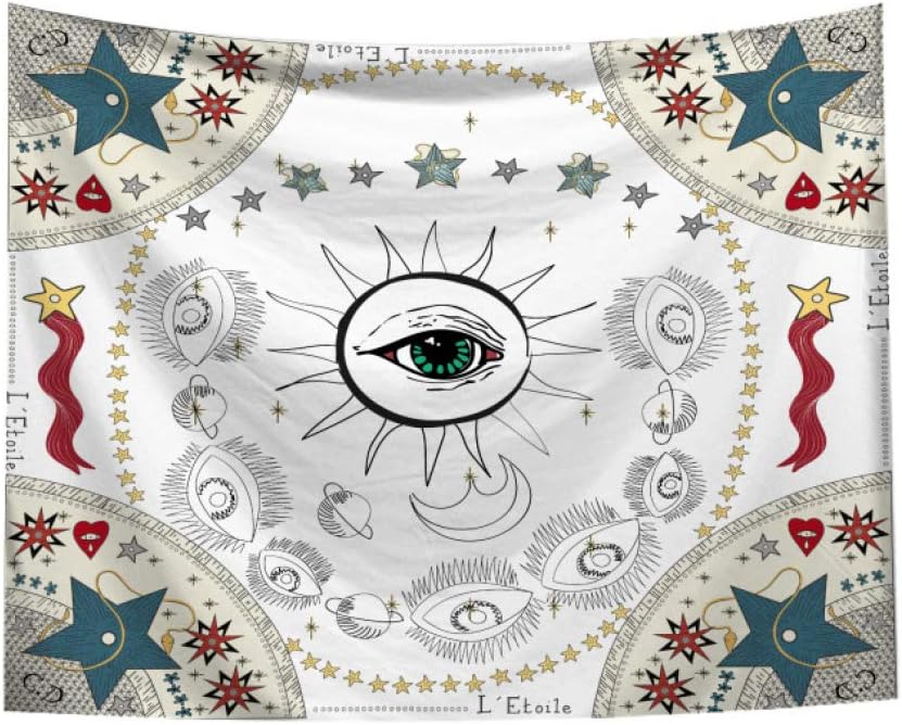 Vintage Tarot Wall Carpet Polyester Printed Tablecloth Background Dector Creative Art Tapestries,95x73cm