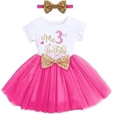ODASDO Baby Girl Toddler Kids 1st / 2nd / 3rd Birthday Party Dress Short Sleeve Princess Tulle Dress with Headband