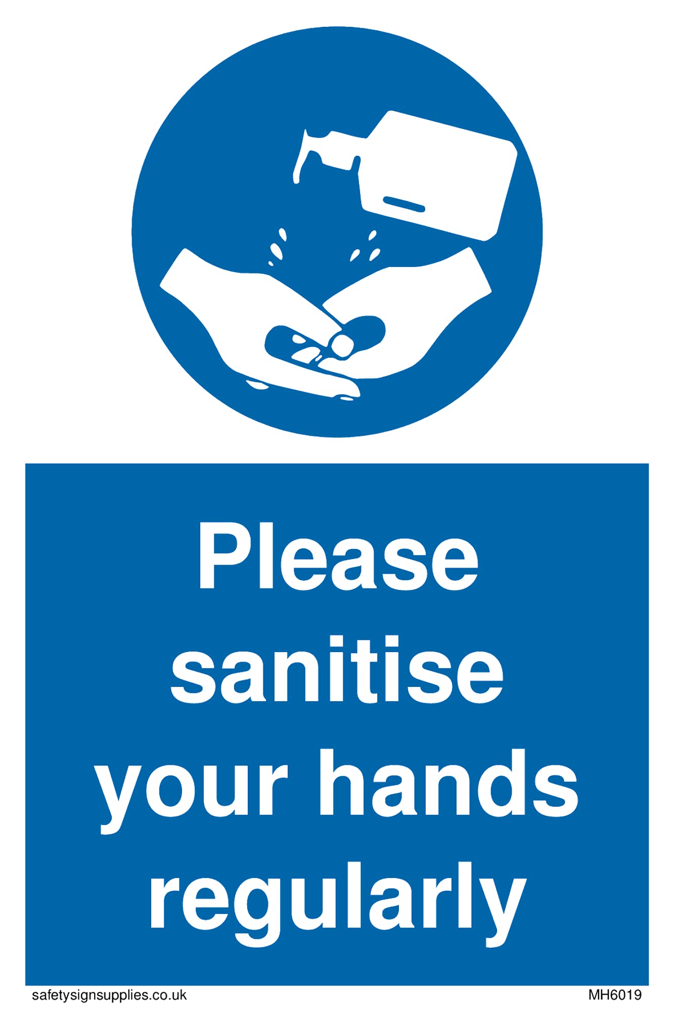 Pack of five - Please sanitise your hands regularly with mandatory hand sanistser symbol Sign - 100x150mm - A6...