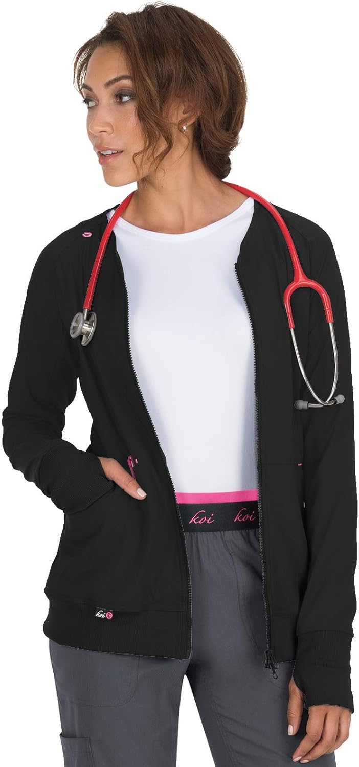 KOI Lite 2-Pocket Athletic & Modern Clarity Scrub Jacket for Women: Clothing