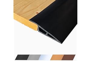 MAXIROC 1/2" to 3/5" Height Threshold Ramp - Rubber Threshold, Floor Transition Strip, Wheelchair Ramp, Door Strip, Carpet to Tile Strip (Black, 40 inches)