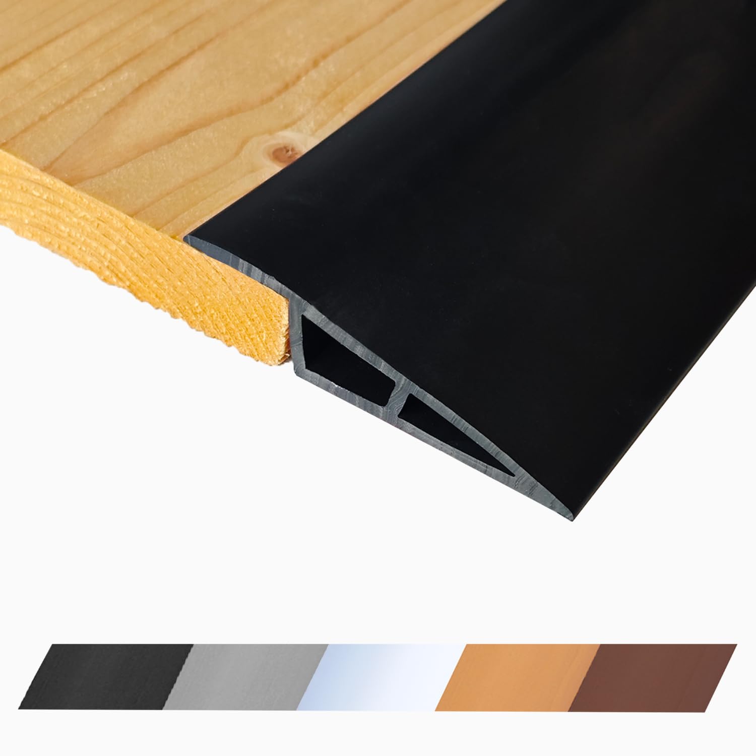 Photo 1 of 1/2" to 3/5" Height Threshold Ramp - Rubber Threshold, Floor Transition Strip, Wheelchair Ramp, Door Strip, Carpet to Tile Strip (Black, 40 inches)