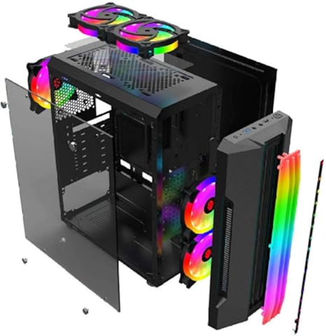 HZHI Pc Tower Case Pc Case Gaming Caja Principal De La Computadora De Escritorio, Caja Transparente para Computadora De Bajo Consumo, Completamente Lateral