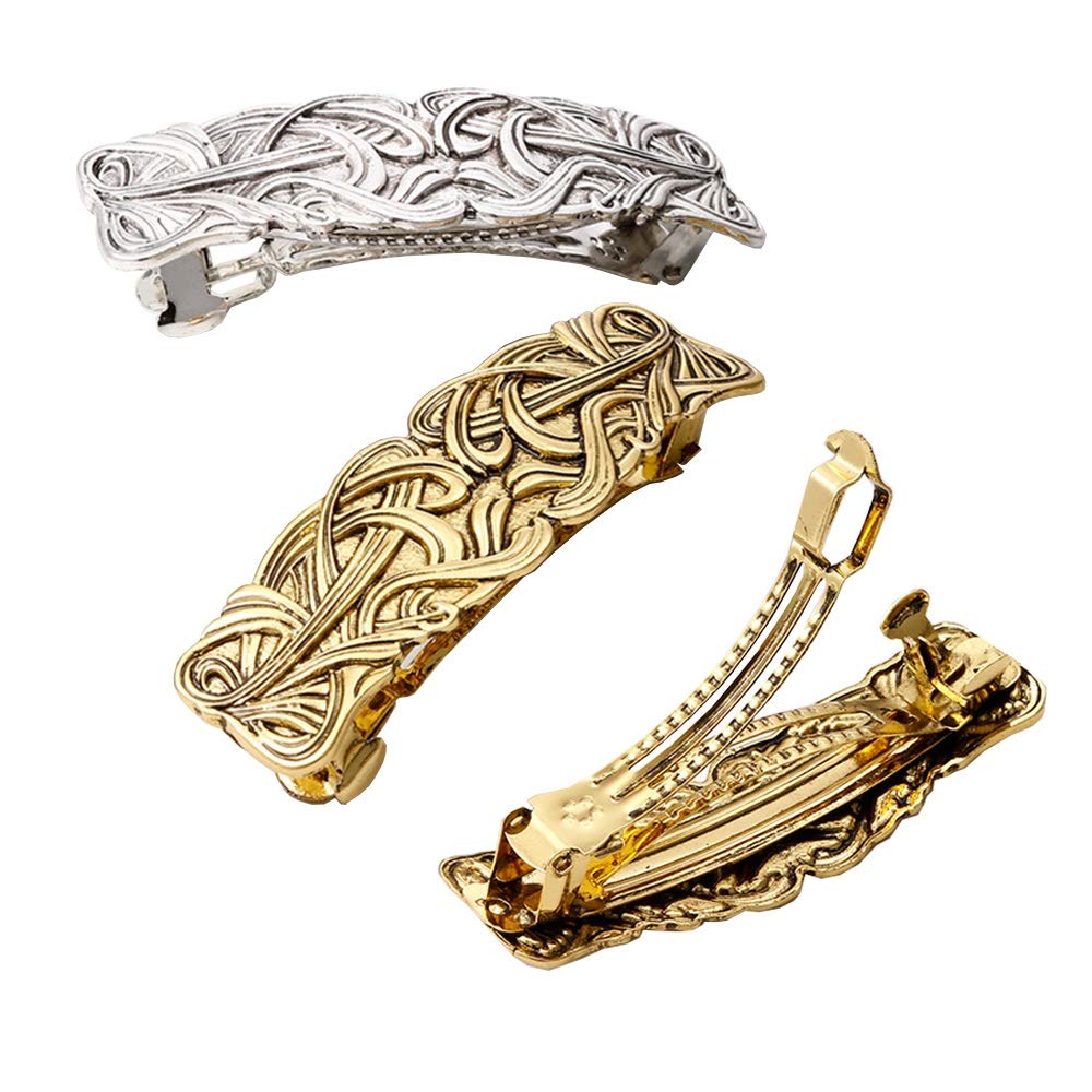 3Pcs Vintage Irish Style Hair Clips for Women & Girls, Hair Slide Barrette for Wedding, Party, Daily Use, Long Hair Accessories, Handmade Hairpins for Bun, Braid, and Updo Styles