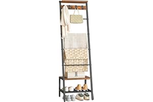 HOOBRO Blanket Ladder, 7 Tier Towel Rack for Living Room and Bedroom, Decorative Ladder Shelf with Hooks, Metal Frame, Giraff