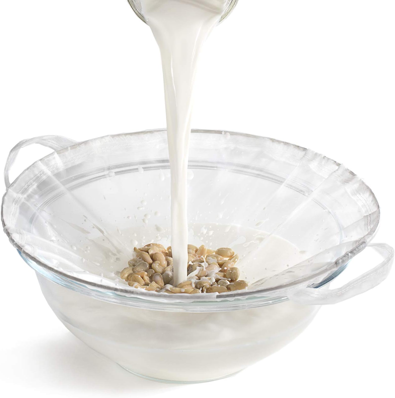 TENRAI Nut Milk Bag, Multiple Usage Reusable Food Strainer - Fine Mesh Nylon Almond Milk Bags - Cold Brew Coffee/Yogurt Filter/Ring (2Qt. 200 Micron)
