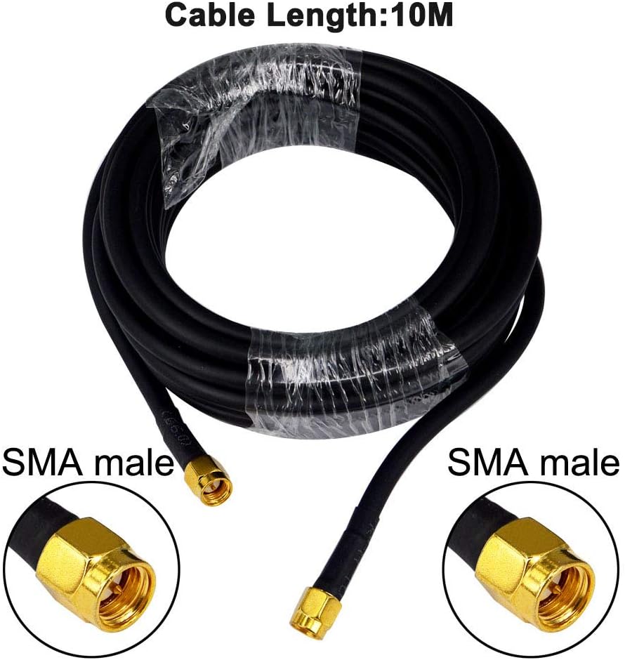 BOOBRIE 10M SMA Male to Male Cable RG58 Coax Cable Low Loss WiFi Antenna Cable SMA Male to SMA Male Connector Cable SMA Male Coaxial Cable for 2G 3G 4G LTE FPV Antenna Wireless Router WLAN Power Cord - Image 3