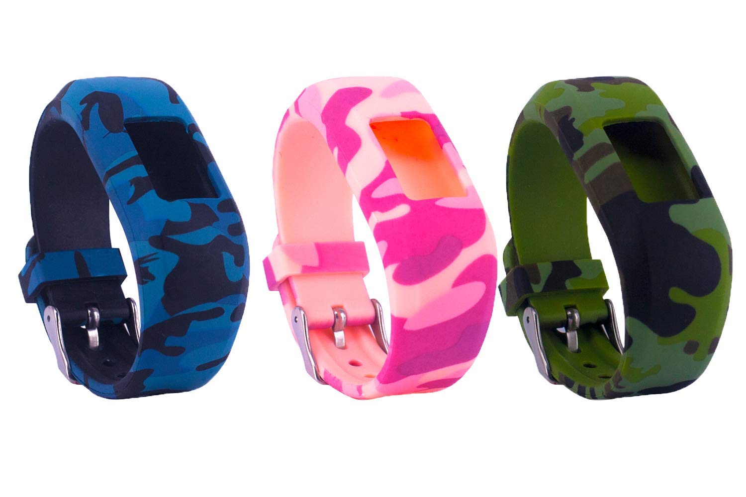Chofit Straps Compatible with Garmin Vivofit jr.2 Strap, Replacement Colorful Band Wristband Armbands Soft Silicone Straps for Vivofit jr 2 Activity Tracker (Pink+Blue+Green)