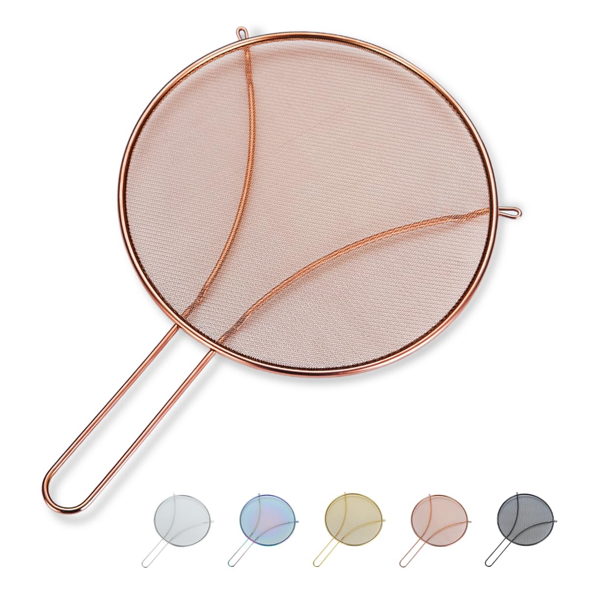 Evanda 25 CM Rose Gold Splatter Screen for Cooking, Stainless Steel Fine Mesh for Frying Pan, Grease Guard for Pan to Stop Hot Oil Splatter, Protect the Skin from Burns, Safe Cooking Lid