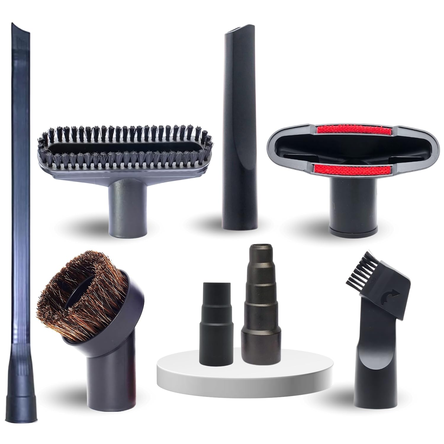 Photo 1 of 8-Pack Household Vacuum Cleaning Kit – Fits 1-3/8" (35mm), and 1-1/4" (32mm) Attachments & Accessories: Includes Hose Adapters, Flexible Crevice Tool for Hard-to-Reach Places, and More