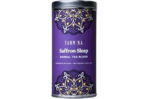 Tahmina Saffron Sleep Caffeine Free Tea: Soothing Chamomile and Lavender with Afghan Saffron, 12 Biodegradable Pyramid Tea Bags, Makes 36 Cups of Tea (1 Pack)