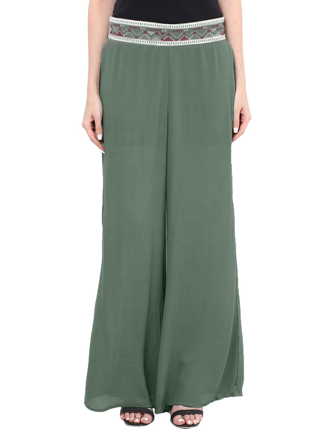 palazzo with embroidered waist band