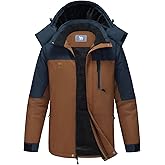 CAMEL CROWN Men's Winter Ski Jacket Mountain Snow Coats Waterproof Detachable Hood Windproof Fleece Rain Jackets