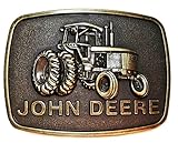 John Deere Tractor Logo Antique Bronze Metal Belt Buckle