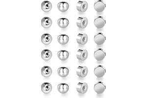 VOLUKA Screw Earring Backs Replacement|6 Pairs 20G/0.8mm and 6 Pairs 18G/1mm FlatBacks/Ball Back| Stainless Steel Secure Comfortable Screw Backs for Studs(Pack of 12)