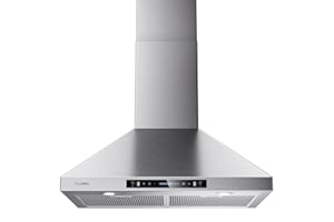 HisoHu Wall Mount Range Hood 30 Inch, Ductless/Ducted Convertible, 1000 CFM Kitchen Vent Hood, with Aluminum Filters, 4-Speed Fans, Gesture Sensing &Touch Control, Stainless Steel Kitchen Vent