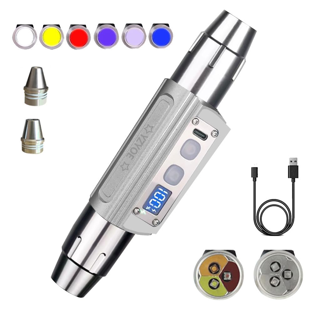 YZYOE Six in One Jade Recognition Strong Light Flashlight, LED Outdoor Mineral Gemstone Crystal Beeswax Detection Light, White Yellow Red Blue Light 395nm and 365nm UV Multi Source Flashlight.