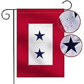 Heavy Duty Military Service Garden Flag Two Blue Star 12.5×18''-Nylon 210D Deluxe Embroidered Star| Army Navy Marine Corps USA Family Member On Service Decoration Gift Yard House Banner