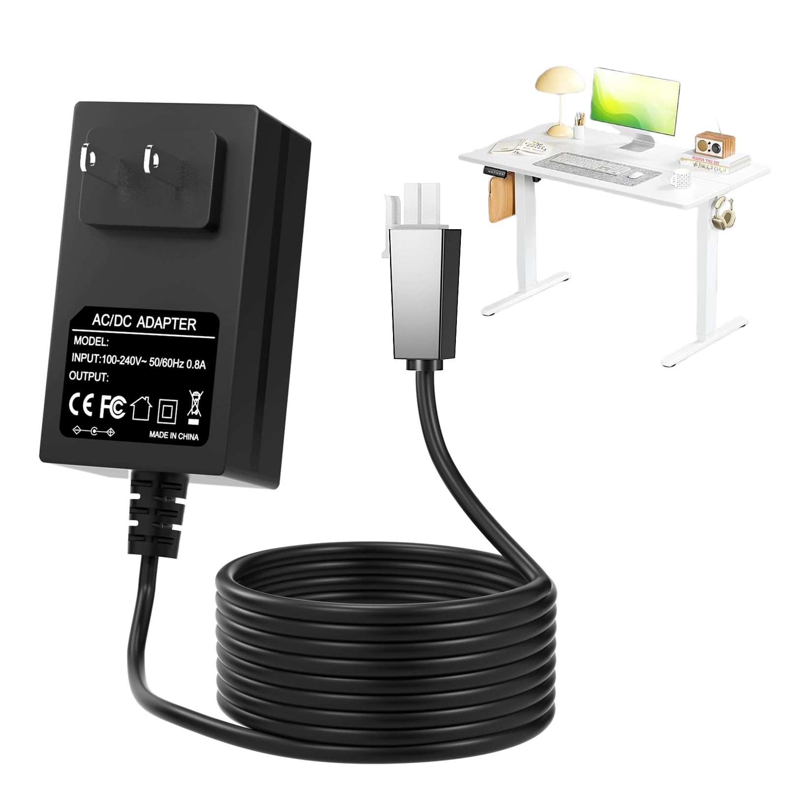 Photo 1 of 12V 2A Standing Desk Power Cord Compatible with 12V Standing Desk Single Motor Power Supply, Max 24W (Not Compatible with 29V)