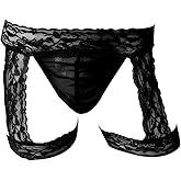 YEMYIQZ Men Pouch Underwear Boxer Briefs Sexy Lingerie for Men Sissy Panties Hipster Exotic Lace Bikini T-back Garter String