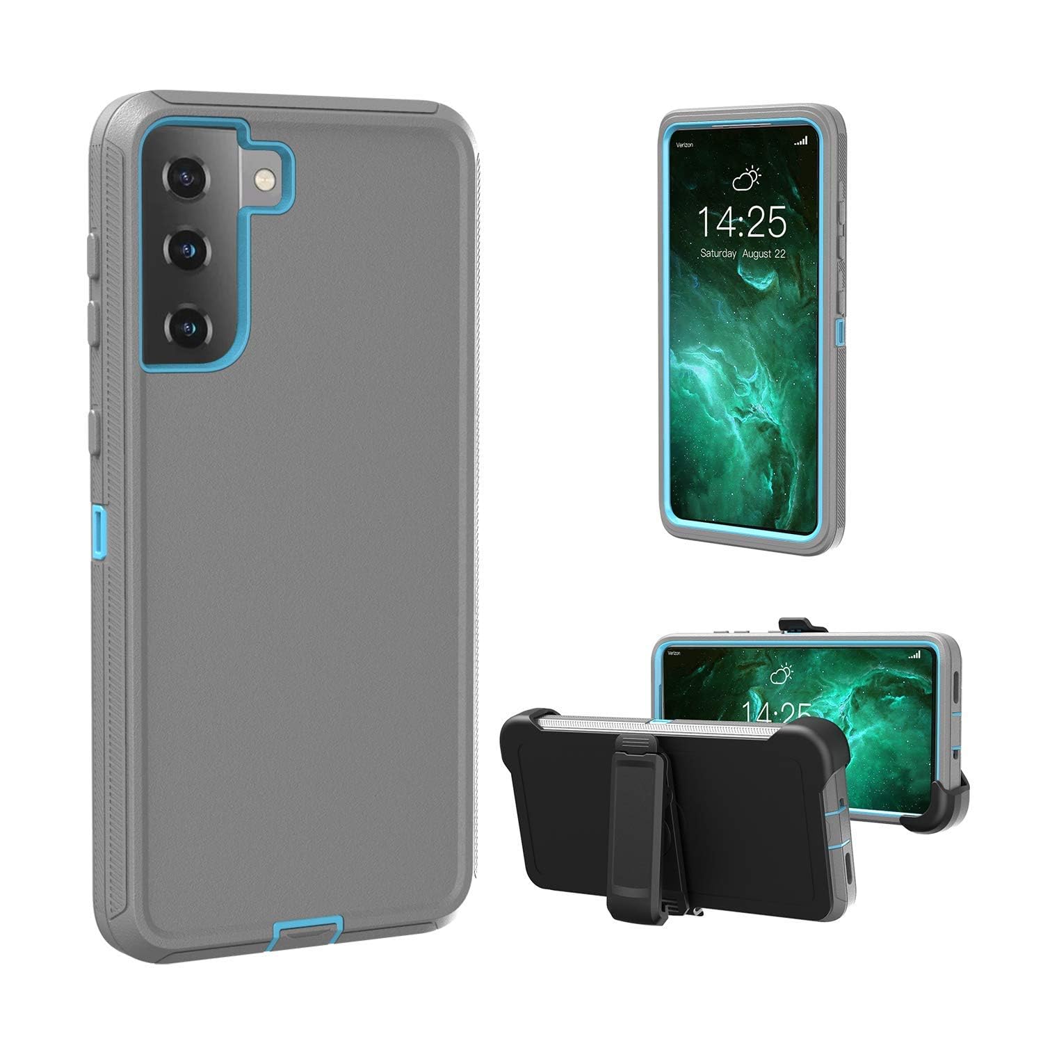 muitq for Galaxy S21 5G case,Samsung S21 Heavy Duty case,[Military Grade Protective ],[Shockproof] [Dropproof] [Dust-Proof], Compatible with Samsung Galaxy S21 5G (Gray/SkyBlue)