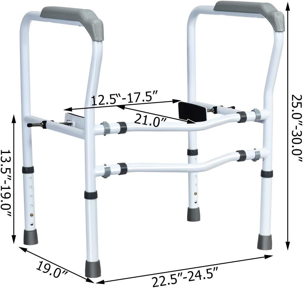 Giantex Toilet Safety Rail Free Standing Toilet Rail W/ 360°Rotatable Clip,Adjustable Height & Width Toilet Armrest 300 LBS Weight Capacity for Disable Elderly Bathroom Toilet Safety Rail: Health & Personal Care