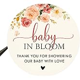 120 x Baby in Bloom Stickers – Wildflower Baby Shower Favor Labels – Round Floral Thank You Tags for Party Bags and Gifts – 1.6 Inch