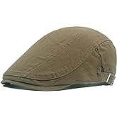 Quanhaigou Men's Cotton Flat Ivy Gatsby Newsboy Driving Hat Adjustable Irish Cabbie Ivy Driving Hunting Cap