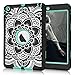 iPad mini/2/3 Case, Hocase Shockproof Hybrid Dual Layer Hard Rubber Protective Case with Cute Flower Design for Apple iPad Mini 1st/2nd/3rd gen 7.9-inch - Black/Teal