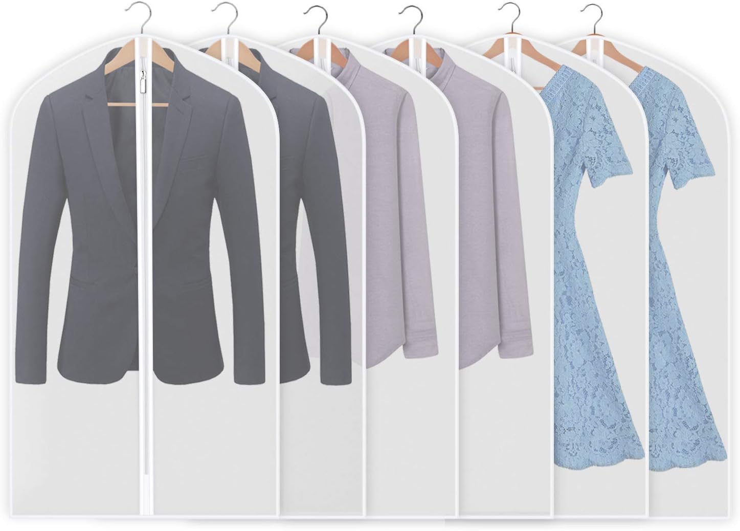 Will Well Hanging Garment Bags, Men Women Suit Bags with Full Zipper Dust-Proof Garment Suit Gowns Cover for Closet Clothes Storage (24 inch x 40 inch, 6 PCS)