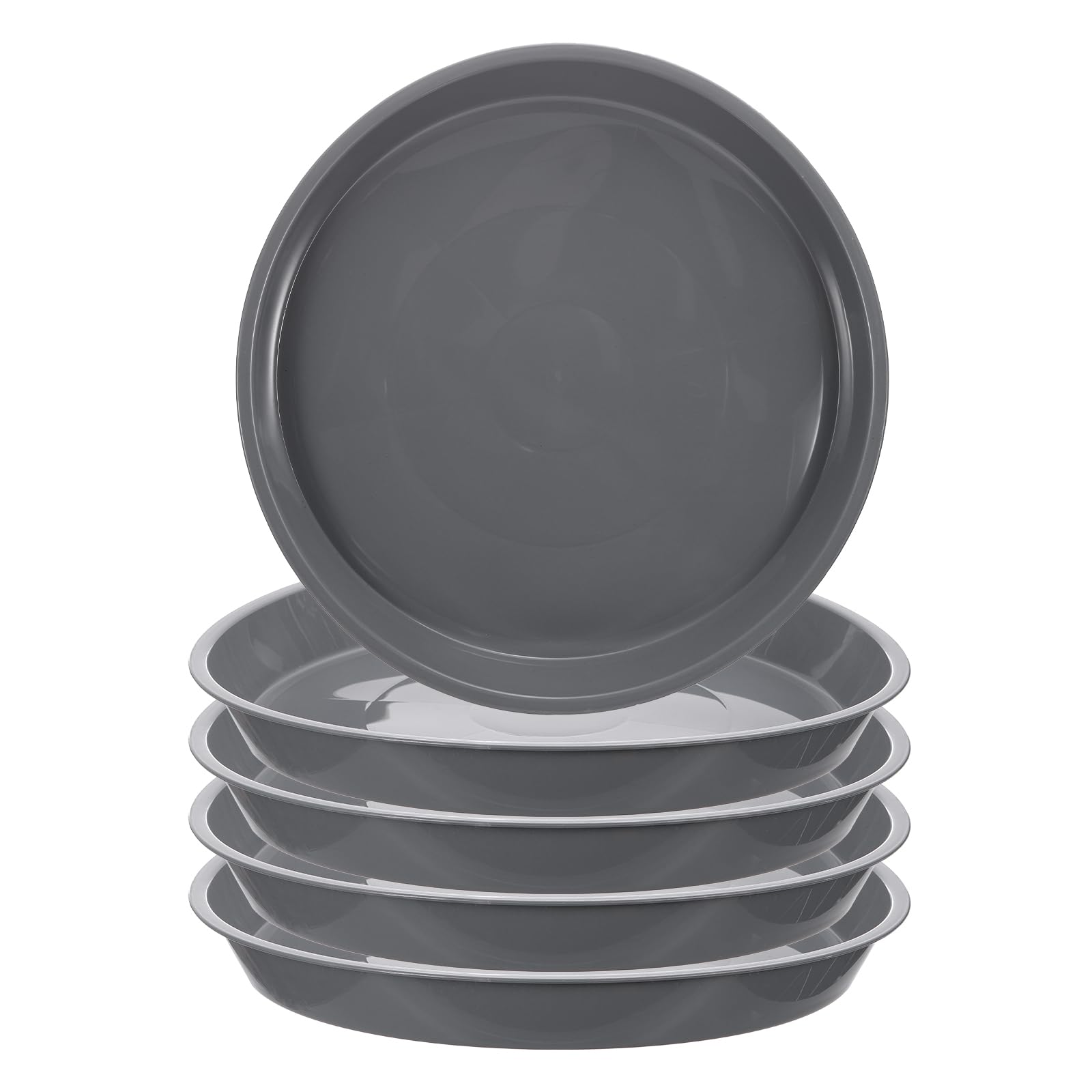 PATIKIL Plant Saucer Tray, 5 Pack 14 Inch Round Plant Saucer Plastic Plant Pot Drip Trays for Indoors Outdoors, Gray