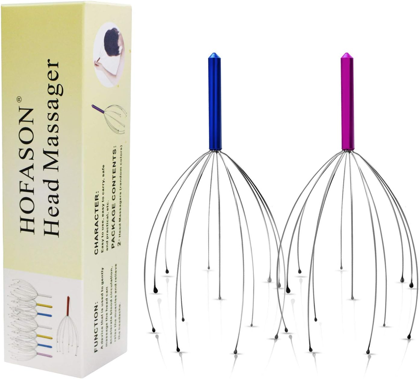 Scalp Massagers, Handheld Head Massage Tingler, Scratcher for Deep Relaxation, Hair Stimulation and Stress Relief (2 Pack, Random Colors): Health & Personal Care