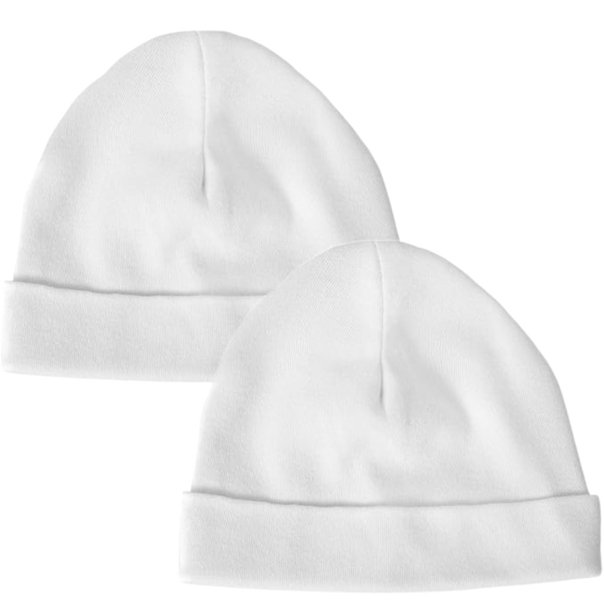 Baby Hats Newborn - 2 Pack of Cotton Baby Hats to fit Newborn to 0-3 Months, Boys or Girls - Made in Britain - White